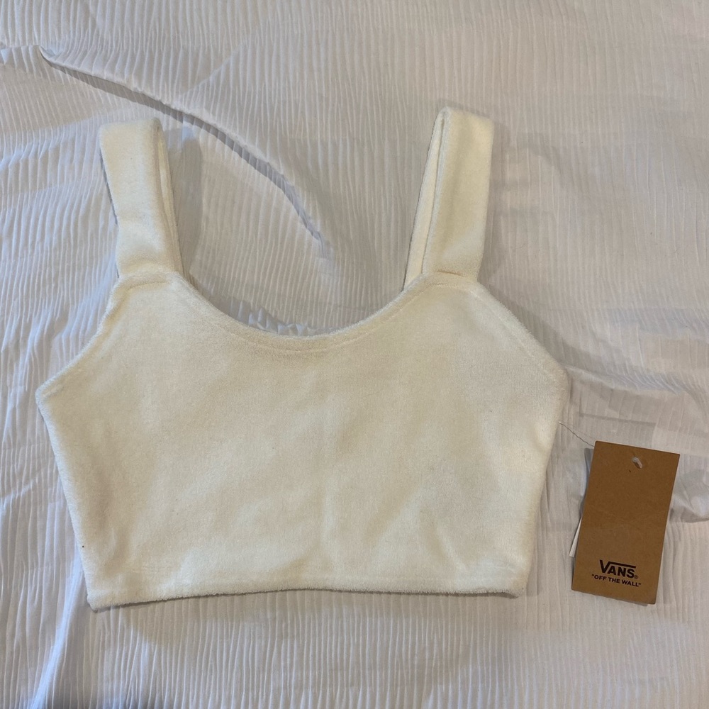 Vans Teri Strappy White Terry Cloth Bralette NWT